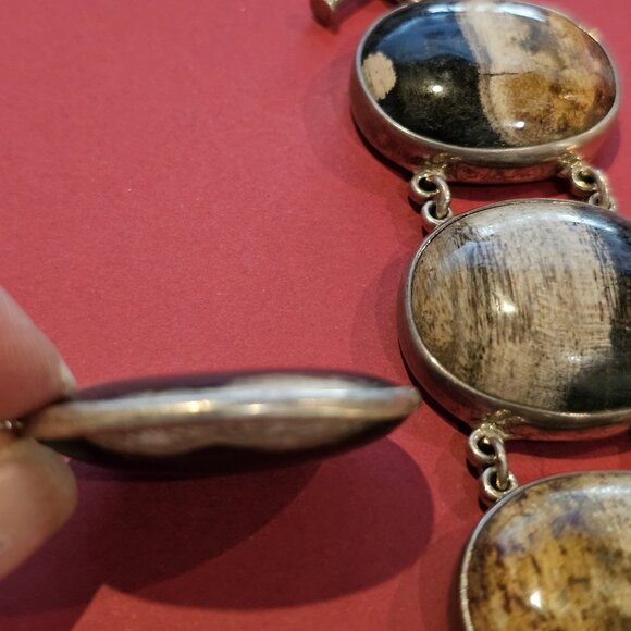 Petrified Palm Wood/Sterling Silver Bracelet and Pendant - Picture 11 of 15